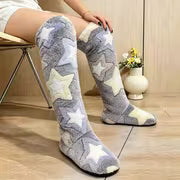 Women'S Over-The-Knee Plush Home Warm Boots, Random Star Print Long Floor Slippers, Floor Socks, Soft Sole — view 8