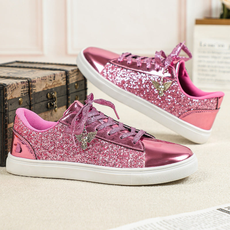 [Sneakers] Ladies Elegant Romantic Party Fashion Flash Splicing Trend Joker Angel Wings And Skull Detachable Pendants, Comfortable Joker Design Suitable for Holiday Party Performances, Photo Dating, European And American Style Skateboarding Shoes