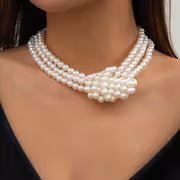 Multi-layer Vintage Style Elegant French Knot Freshwater Pearls Necklace - Freshwater Pearls Beads Collarbone — view 7