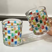 6pcs Hand-Painted Glass Woven Cups with Lip-Friendly Rim & Colorful Square Lattice - Suitable for Water — view 8