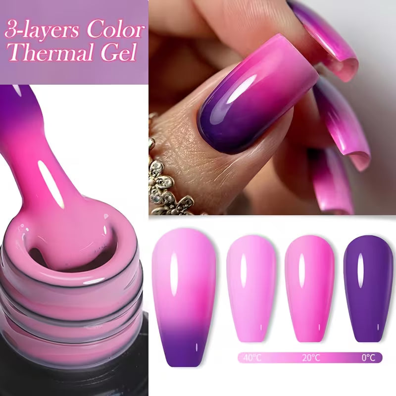 LILYCUTE 0.24oz 3 Layers Thermal Nail Gel Polish Autumn Winter Nude Red Gradient Temperature Color Changing for — view 11