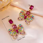 1 Pair Y2K Fashion Sweet Cool Girly Style Colored Rhinestone Butterfly Women'S Stud Earrings, Suitable for Music — view 4