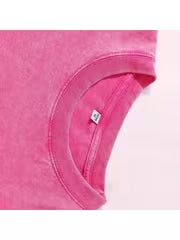 Women's Fashionable Retro Solid Color 2pcs Washed T-Shirts, 2 Versatile Solid Color Washed Retro T-Shirts — view 3