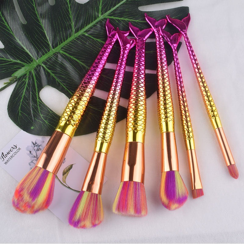 New Gradient Mermaid Makeup 6-10pcs Blush And Eyeshadow Brush Set Beauty Tools