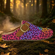 For Outdoor Balcony Living Room Daily Casual Universal Vintage Style Mules Casual Shoes Purple Colorful Leopard — view 8