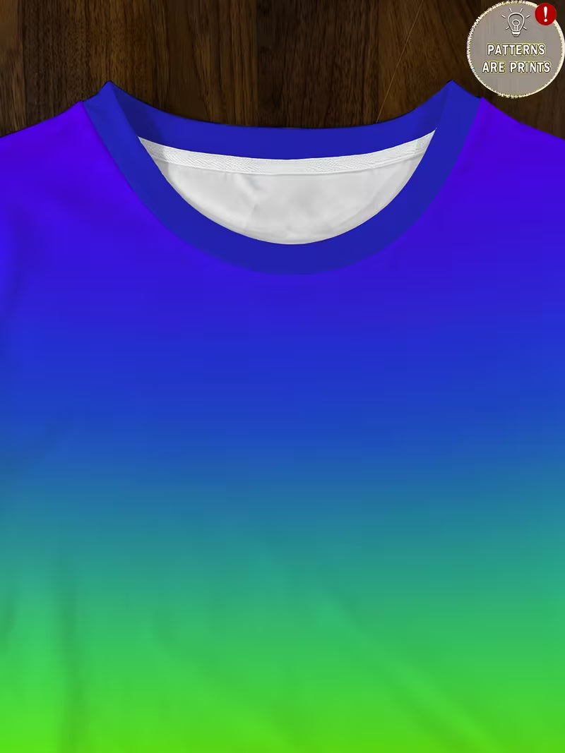 Rainbow Gradient Print Long Sleeve Sweatshirt for Women, 2026 Autumn Crew Neck Mid-Length Sweatshirt — view 5