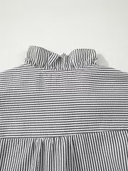 Women's Elegant Striped Puff Sleeve Ruffle Collar Casual Shirt — view 4