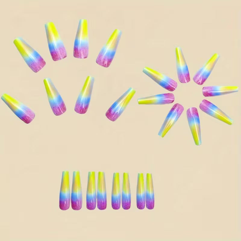 24pcs Medium Long Coffin Press on Nails - French Style Glossy Fake Nails Reusable Artificial Nails for Women — view 9