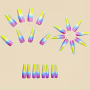 24pcs Medium Long Coffin Press on Nails - French Style Glossy Fake Nails Reusable Artificial Nails for Women — view 2