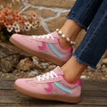 Women Color Block Shape Logo Retro Low Top Sneakers, Lace Up Gum Sole Soft Comfort Casual Walking Shoes, Women Shoes
