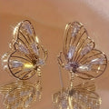 A Pair of Elegant Butterfly Earrings for Women, Adorned with Sparkling Synthetic Zirconia Stones, Perfect As a Gift for Parties Or Everyday Wear