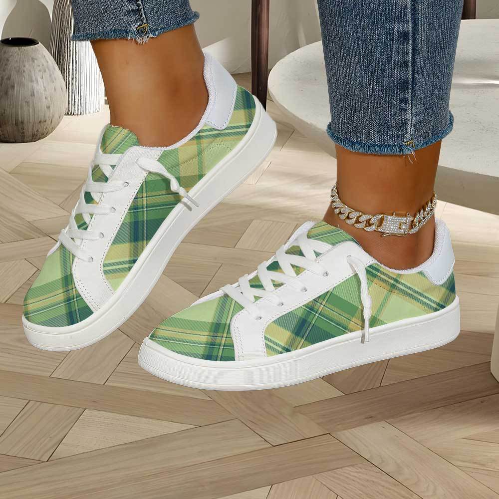 Women's Plus Size Lace-Up Platform Sneakers - Wide Width Low-Top Breathable Shoes with TPR Sole, Cushioned Traction Suitable for Sports, Gym, Casual Attire