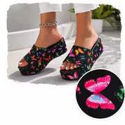 Summer Fashion New Style Thick Soled Anti-slip Flower Butterfly Pattern Women's Outdoor Casual One-strap Beach — view 5