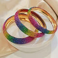 3pcs Women's Bracelet Set, Fashion High-end Metal Inlaid Rhinestone Large and Small Bracelets Suitable for Daily — view 1