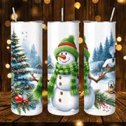 1pc 20oz Christmas Snowman And Winter Landscape Stainless Steel Insulated Tumblers Coffee Office Travel Mug with — view 1