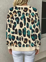 Women's Fall Winter New Thick Printed Loose V Neck Pullover Fashion Casual Long Sleeve Warm Top Versatile Slim — view 4
