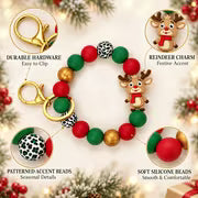 Christmas Reindeer Silicone Beaded Wristlet Keychain, Reindeer Key Ring And Car Key Holder for Women, Bag Charm — view 2