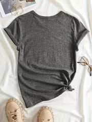 1pc Simple and Stylish Printed Short-Sleeve T-Shirt. The Design Highlight Features a Unique Line Pattern — view 2
