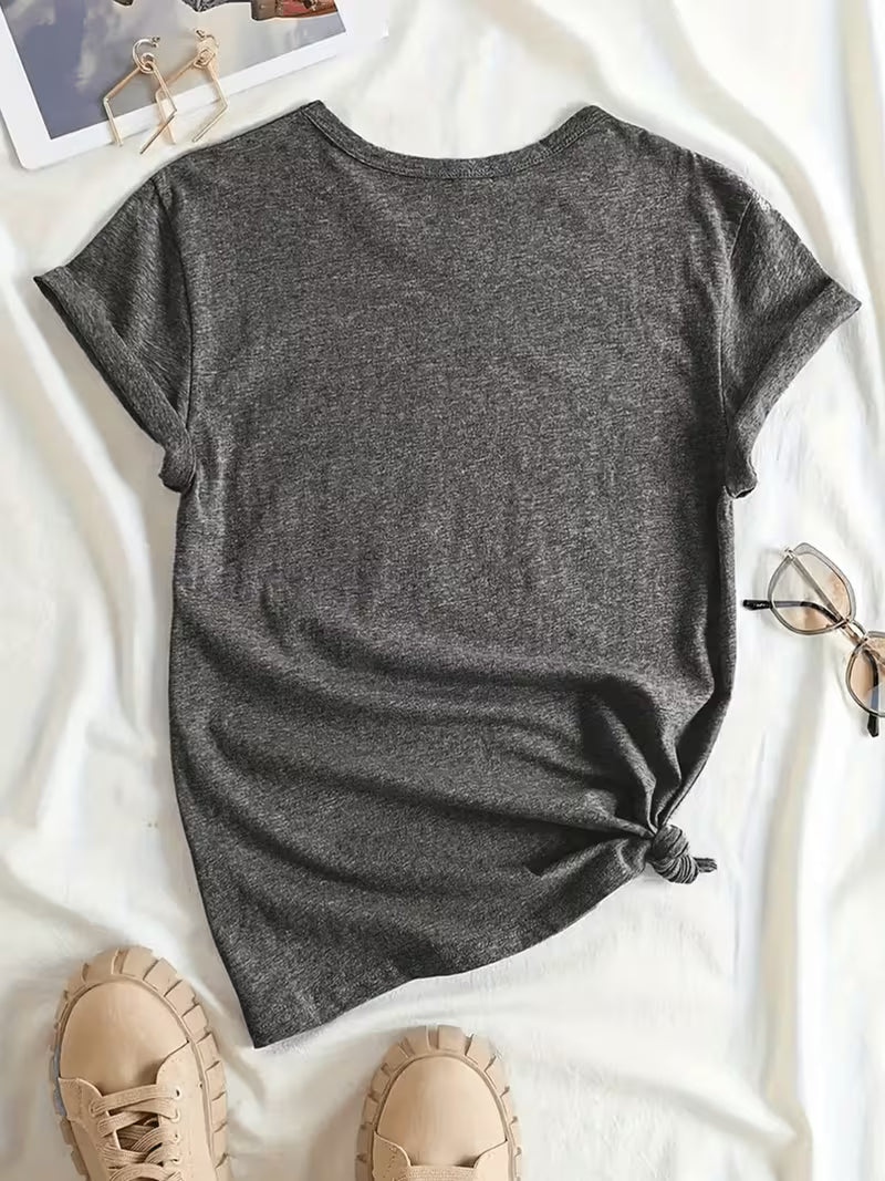 1pc Simple and Stylish Printed Short-Sleeve T-Shirt. The Design Highlight Features a Unique Line Pattern — view 7