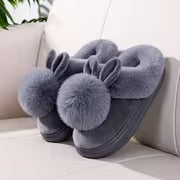 New Autumn/Winter Single-Ball Rabbit Ear Design Warm Slippers for Men And Women - Couple'S Home Shoes with Thick — view 2