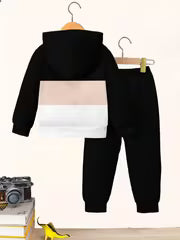 Boys' Athletic Tracksuit: a Stylish and Casual 2pcs Set Featuring a Hooded Sweatshirt and Sweatpants. Perfect — view 3