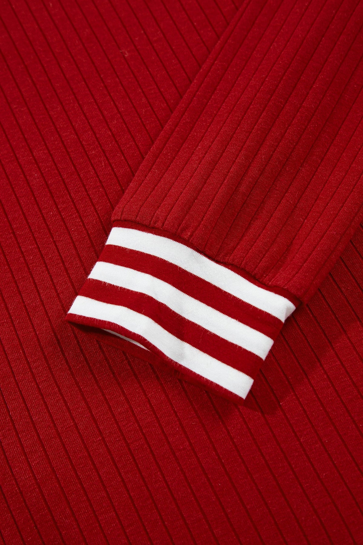 Stripe Contrast Tie Neck Cuffed Long Sleeve Top — view 6