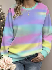 Casual Women'S Round Neck Long Sleeve Sweatshirt, Everyday Versatile Comfortable Top, Loose Basic Style, Home — view 1