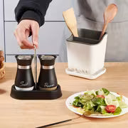 Stand 3pcs Set 2 Jars Salt And Pepper Shakers. Seasoning Shaker Salt Shaker Pepper Shaker Can Be Used for — view 5