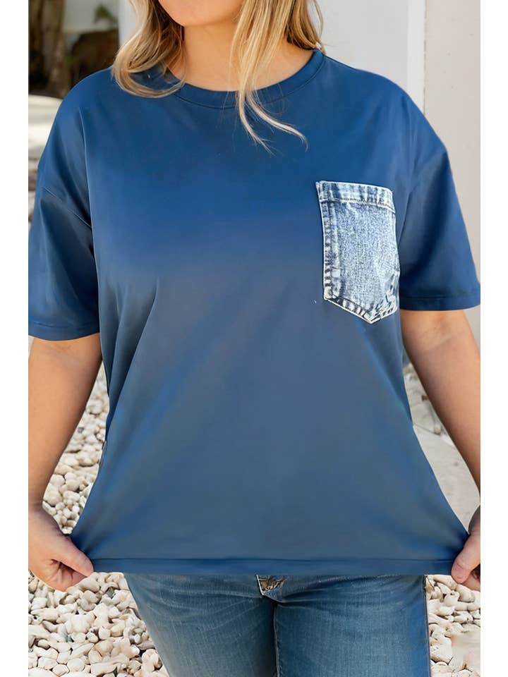 Ldc Colorblock Chest Pocket Patched Casual Top