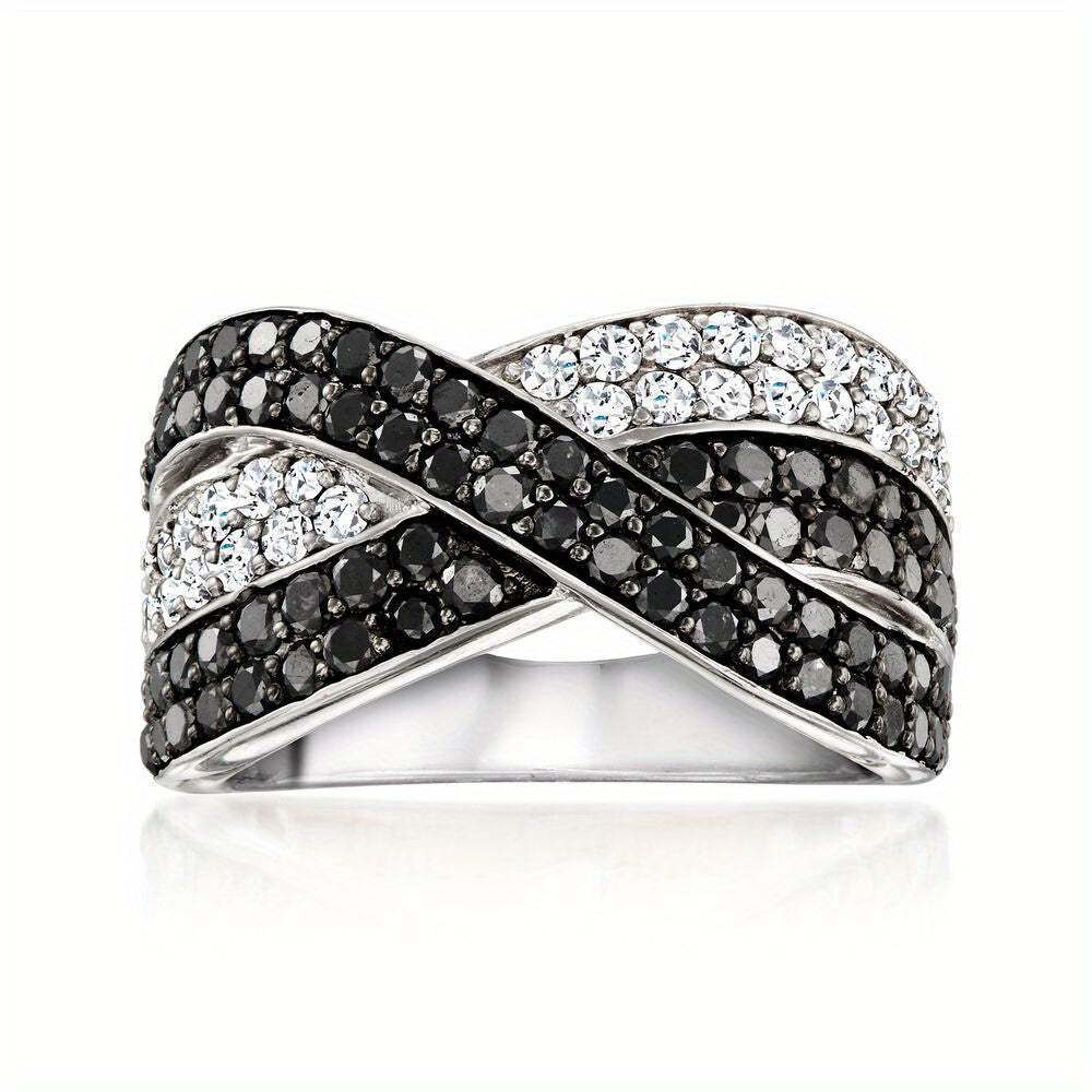 Minimalist Silvery Color Crossed Wedding Bands Rings Women Easy Stylish Finger-Rings Temperament Versatile Jewelry Eternity Ring