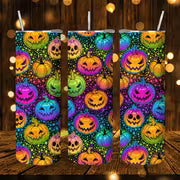 1pc 20Oz Colorful Halloween Pumpkin Pattern Stainless Steel Insulated Tumbler Coffee Office Travel Mug with Lid — view 6