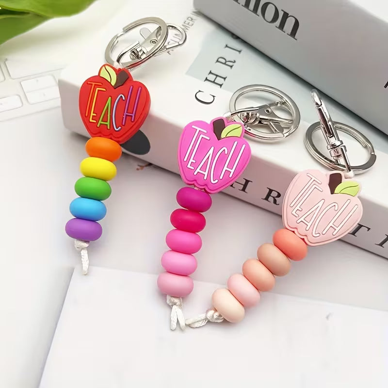 Teacher Appreciation Gift Silicone Abacus Bead Keychain Phone Charm - TEACH Apple Pendant Bag Accessory Car — view 13