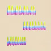 24pcs Medium Long Coffin Press on Nails - French Style Glossy Fake Nails Reusable Artificial Nails for Women — view 4