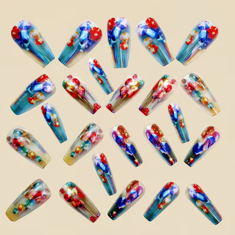 48pcs of European and American Shiny Fashionable Mid to Long European Square Nail Patches • with Sparkling Full — view 10