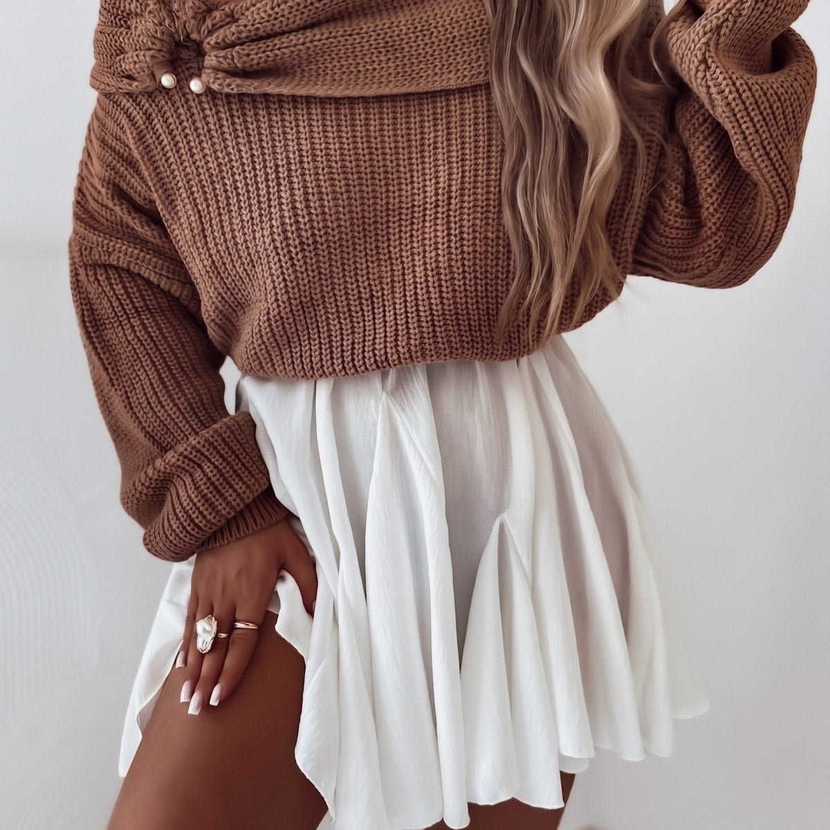 Autumn/Winter Elegant Solid Color Slim-Fit Sweater