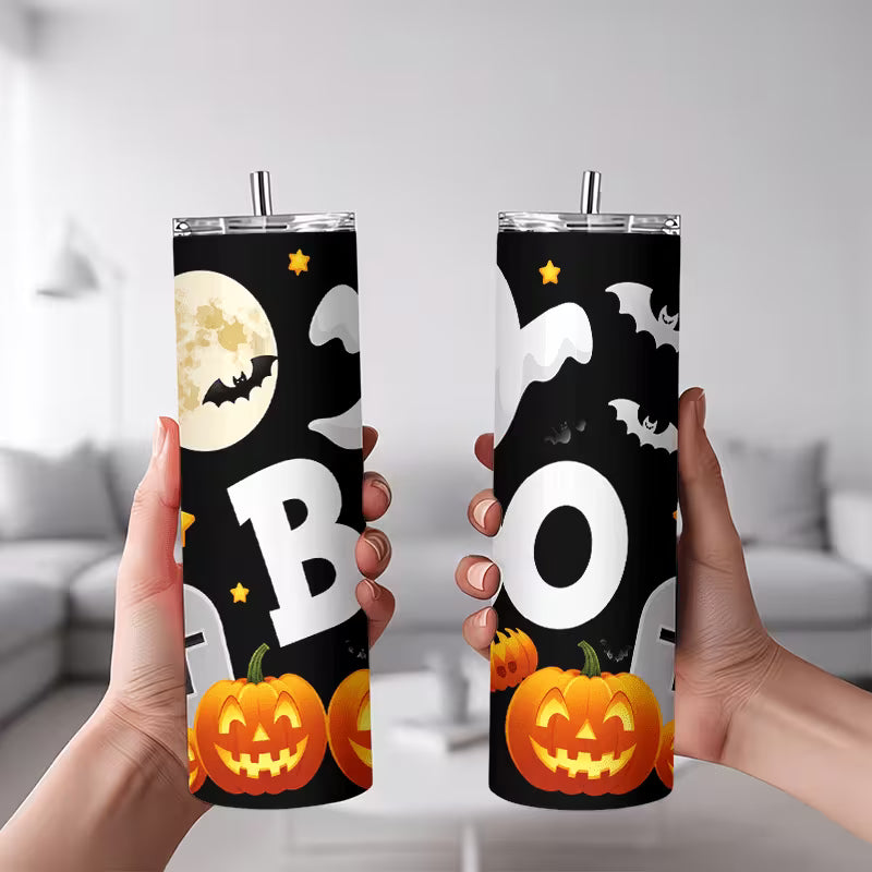 1pc 20Oz Halloween Ghost Boo Pumpkin Moon Bat Graveyard Stainless Steel Insulated Tumbler Coffee Office Travel — view 8