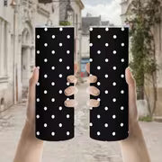 1pc 20Oz Black And White Polka Dot Pattern Stainless Steel Insulated Tumbler Coffee Office Travel Mug with Lid — view 5