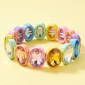 Enamel Stretch Bracelet - Large Oval Rainbow Stones - Olivia
