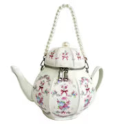 Retro Pearl Chain Print Teapot Handbag Shoulder Bag Personalized Cute Bag Women'S Crossbody Bag — view 2