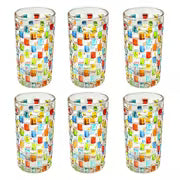 6pcs Hand-Painted Glass Woven Cups with Lip-Friendly Rim & Colorful Square Lattice - Suitable for Water — view 1
