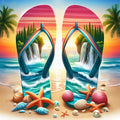 New Arrival! 5D Diamond Painting | A Pair of Flip-Flops Featuring a Full Seaside Landscape Print on The Straps | Full-Round Diamond Art Design | 2D Flat (Frameless) | Full-Drill Handcrafted Kit (Includes Complete Tool Set) | Art Decor | Cartoon Them
