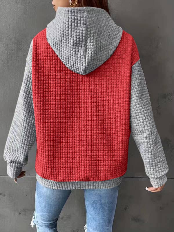 Loose Contrast Pocket Hoodie Sweatshirt