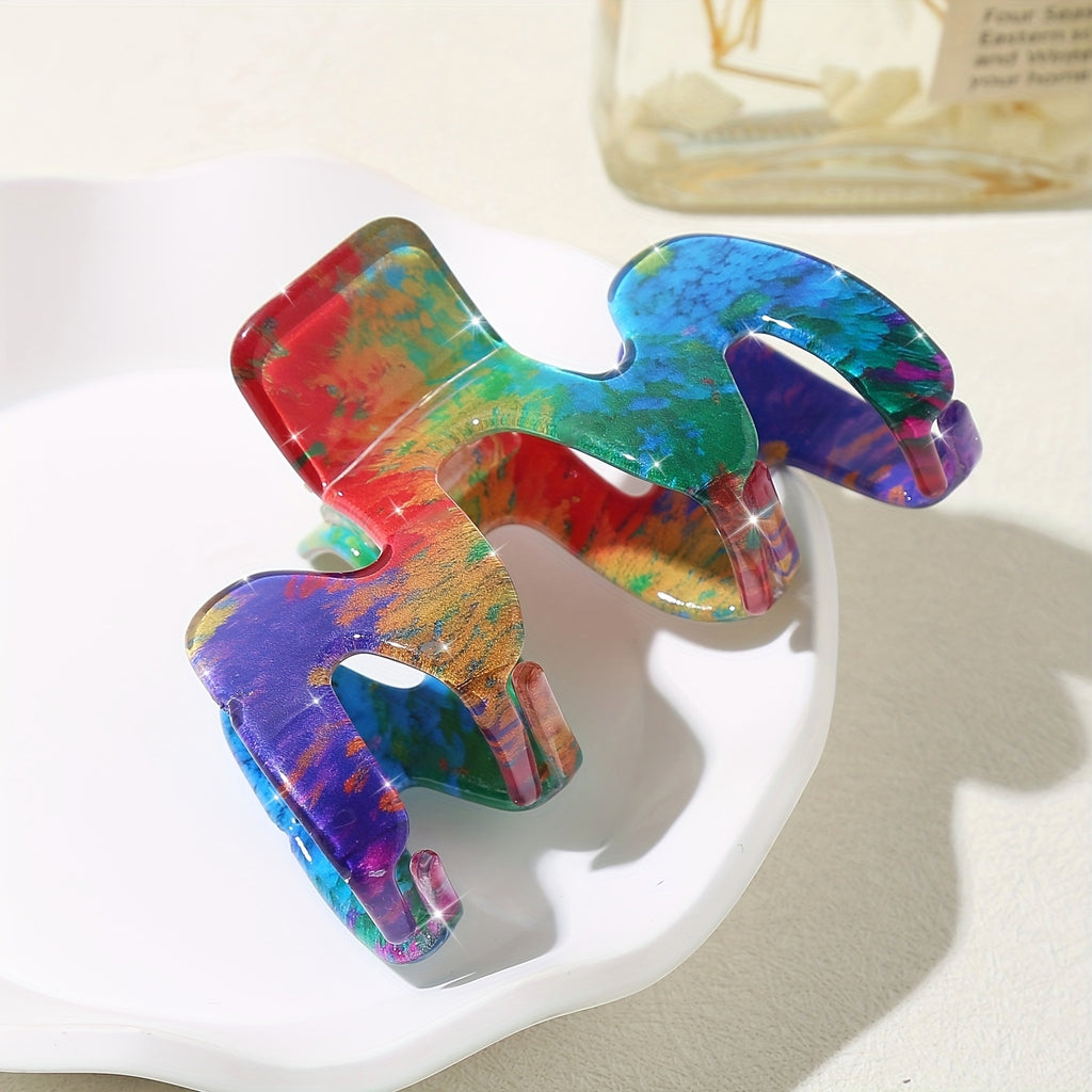 1pc New Claw Clip Female Clip Headdress Hairpin Back of Head Colorful Hair Grab