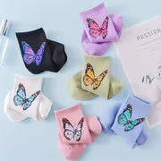6 Pairs of Women'S Butterfly Print Mid-Calf Socks in a Variety of Colors. Made from Soft, Stretchy Fabric, They — view 6
