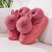 New Autumn/Winter Single-Ball Rabbit Ear Design Warm Slippers for Men And Women - Couple'S Home Shoes with Thick — view 1