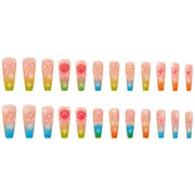 24pcs Long Coffin Press-On Nails, Gradient Matte Glow in Dark Christmas Elk Snowflake Candy Cane False Nails — view 5
