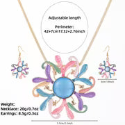 [Ideal Gift] 1 Set/2pcs Women's Colorful Enamel Flower Jewelry Set, Sun Flower Pendant Necklace And Earrings — view 6