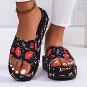 Summer Fashion New Style Thick Soled Anti-slip Flower Butterfly Pattern Women's Outdoor Casual One-strap Beach — view 8
