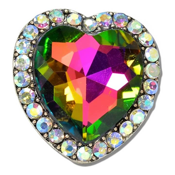 Western Faceted Heart Rhinestone Stretch Ring — view 1