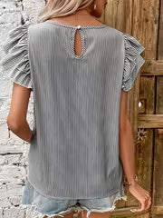 Women'S Ruffled Round Neck Blouse — view 3